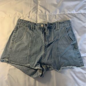 High Waisted Light Blue Denim Shorts